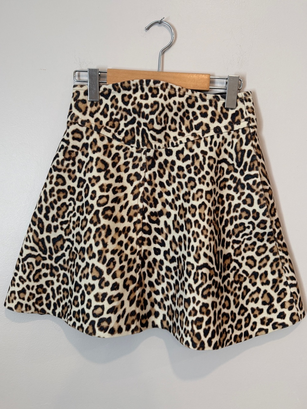 Carven Paris Leopard Print Felted Wool Mini Skirt EU 36 US 4